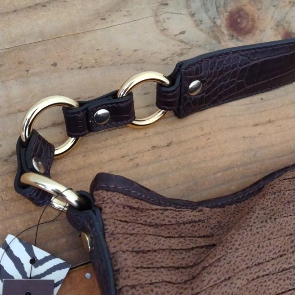 Dana Buchman Brown Hartsdale Hobo Handbag in Tan Saddle NWT